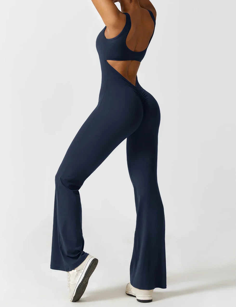 Women's Sleeveless Jumpsuit – Open Back, Flare Leg, Form-Fitting, Stretchy-83507-df7bfb8a-38d9-4a91-ab50-d7c50a878d81