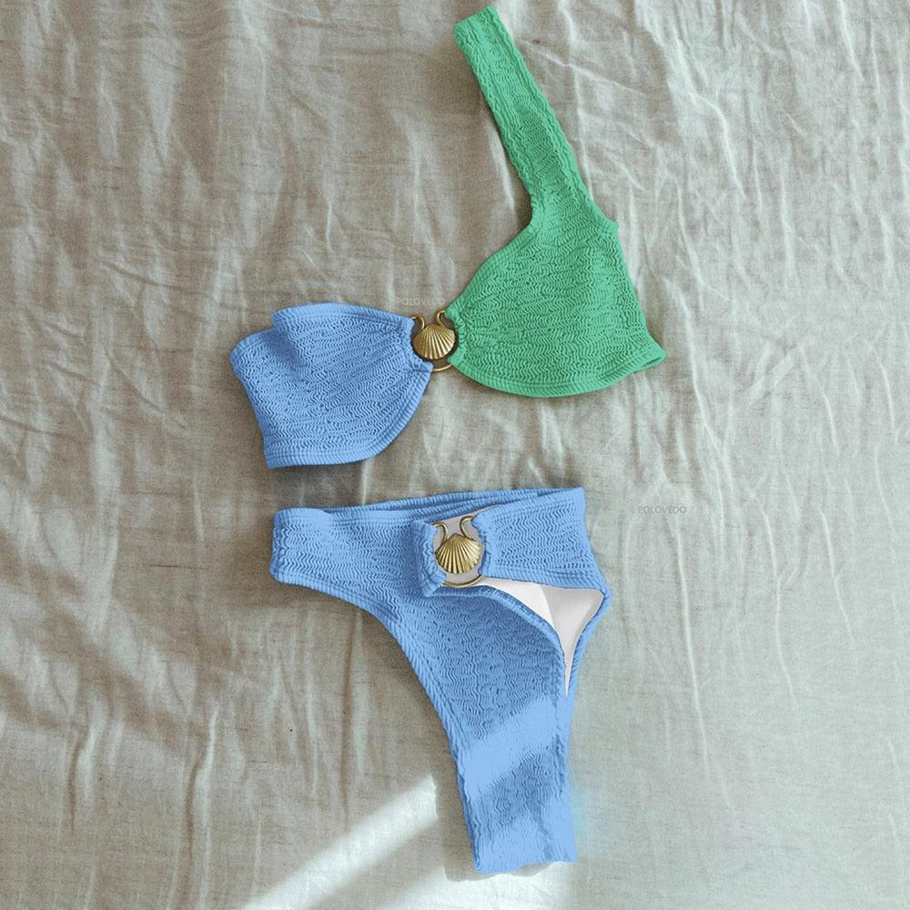 High-Waisted Swimwear Set - Bandeau Top