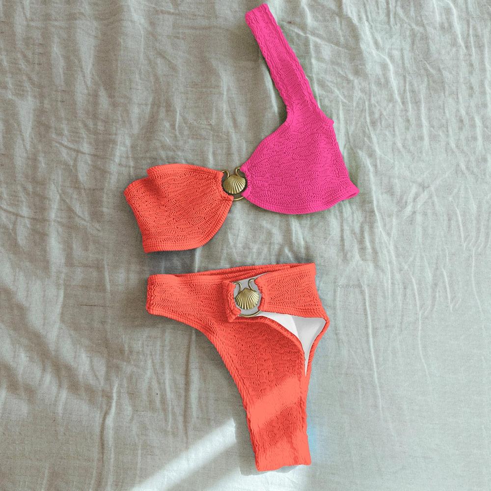 High-Waisted Swimwear Set - Bandeau Top