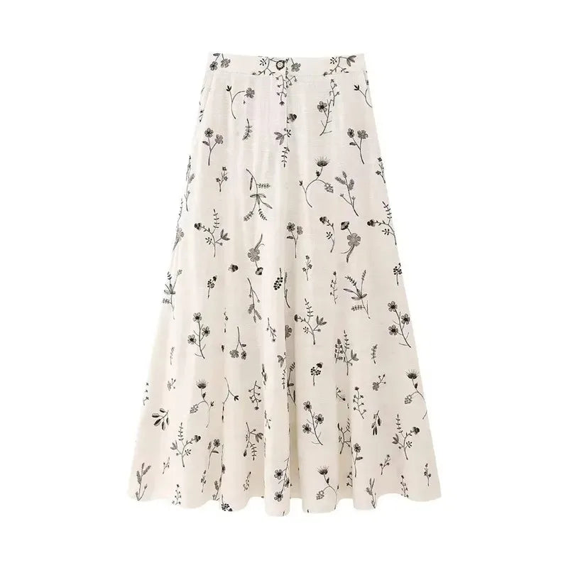 Floral Two-Piece Outfit - Tie-Front Crop Top