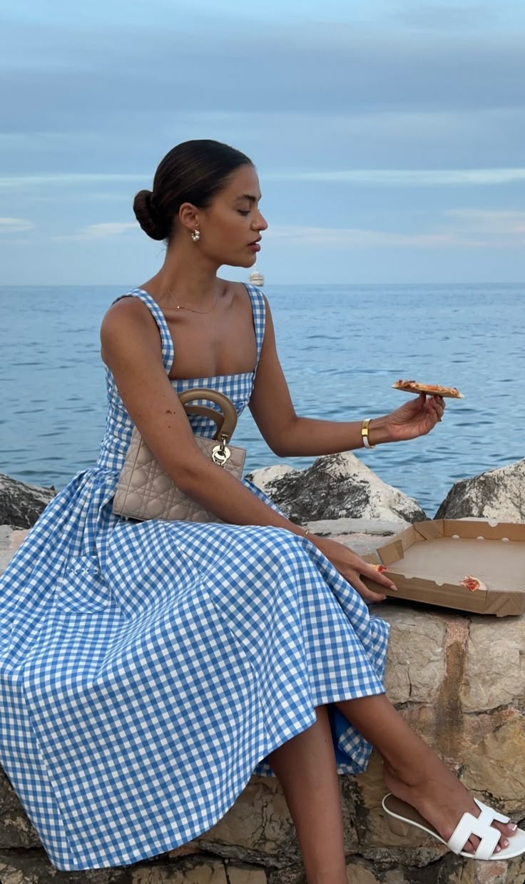 Women's Gingham Dress – Square Neck, Button Front, Classic Style-83592-ea9e86b3-e3c6-4d22-9270-930beabc83f6