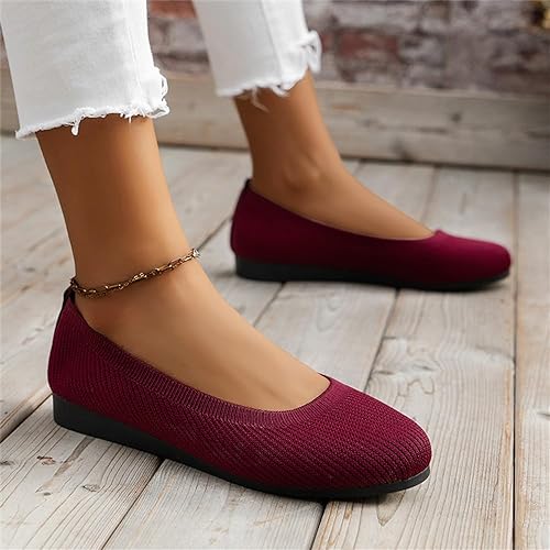 Knit Ballet Flats - Cushioned Comfort, Lightweight