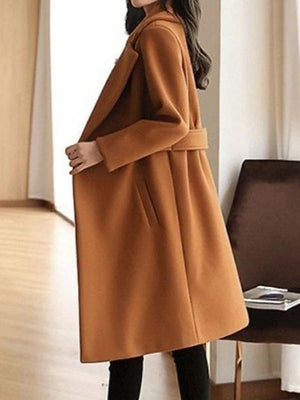 Women's Long Coat – Belted, Button Front, Classic Style-74310-edac3594-dc48-4e2f-98cc-28c501cb5c7c