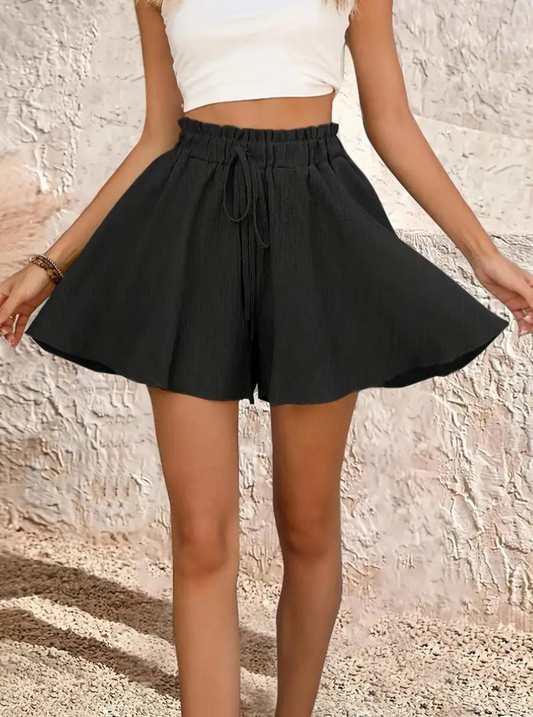 Relaxed Fit Flared High-Waisted Shorts
