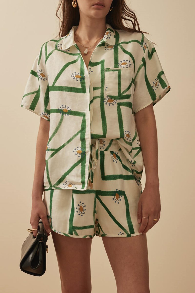 Geometric Print Loungewear Set - Two-Piece
