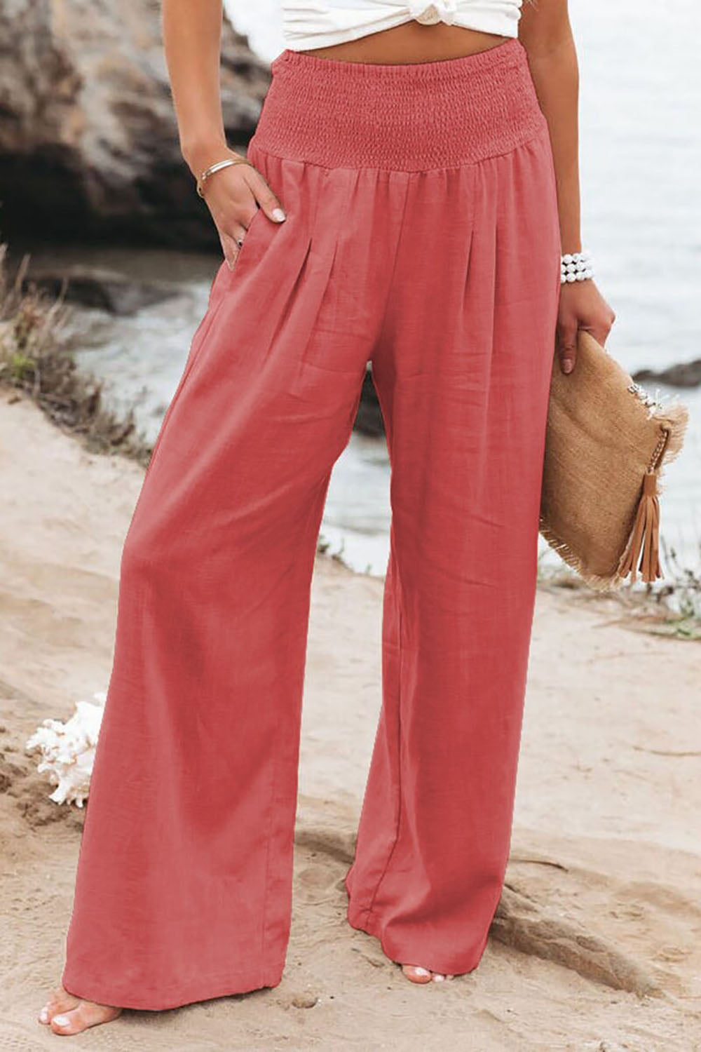 Wide-Leg Trousers - High-Waisted, Flowing Fit