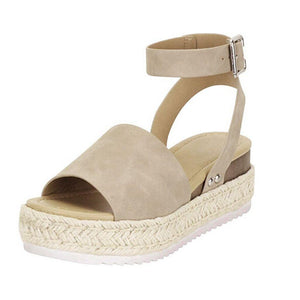 Woven Platform Ankle Strap Sandals