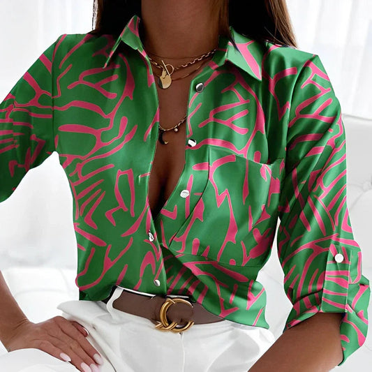 Basicfold Women's Button-Down Shirt – Unique Print, Long Sleeve, Pocket, S-XL-83301-fb7af73f-52a2-462e-bf7e-df59c62ea385