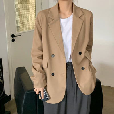 Oversized Blazer - Double-Breasted, Relaxed Fit