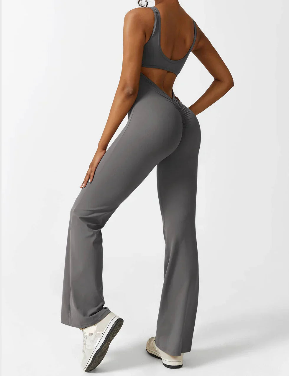 Women's Sleeveless Jumpsuit – Open Back, Flare Leg, Form-Fitting, Stretchy-83507-fbf19458-1af0-4c86-b5b7-7b77698aae69