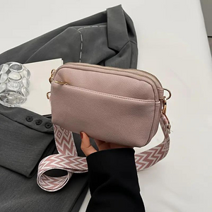 Patterned Strap Crossbody Bag with Gold Hardware